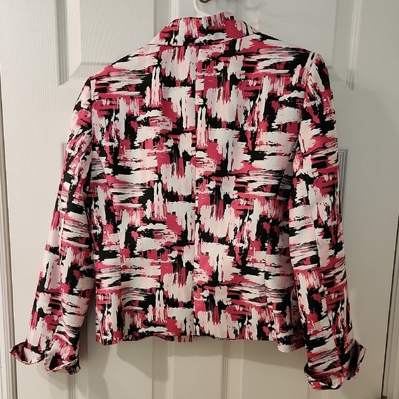 Jones Studio Pink, White and Black Abstract Blazer Women's Size 8 - Picture 3 of 6